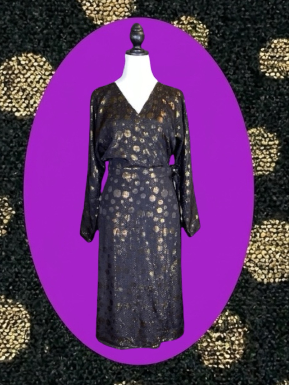ModCloth Retro 70s Glam Goth Whimsigoth Steampunk Metallic Maximalism Dress L